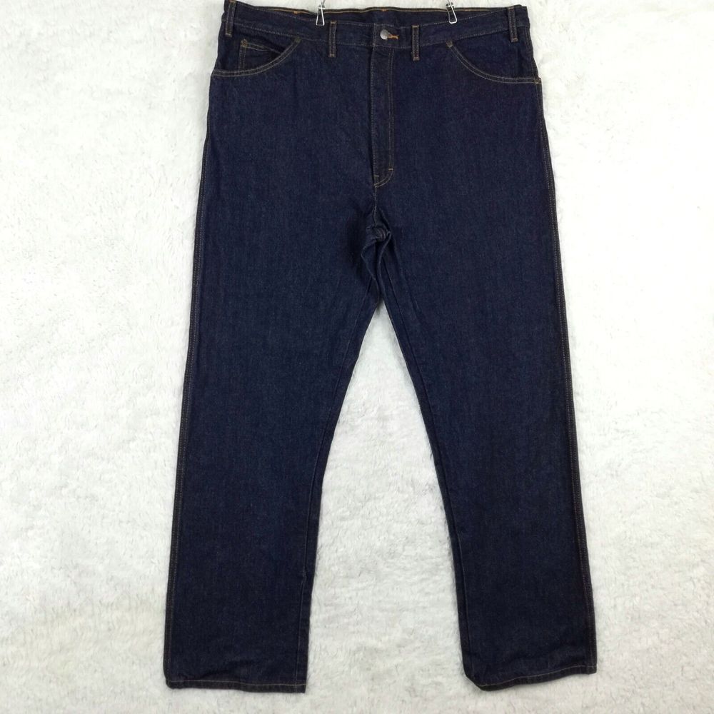 Dickies Mens Jeans Straight Leg Regular Fit Denim Indigo Blue Wash 44x34